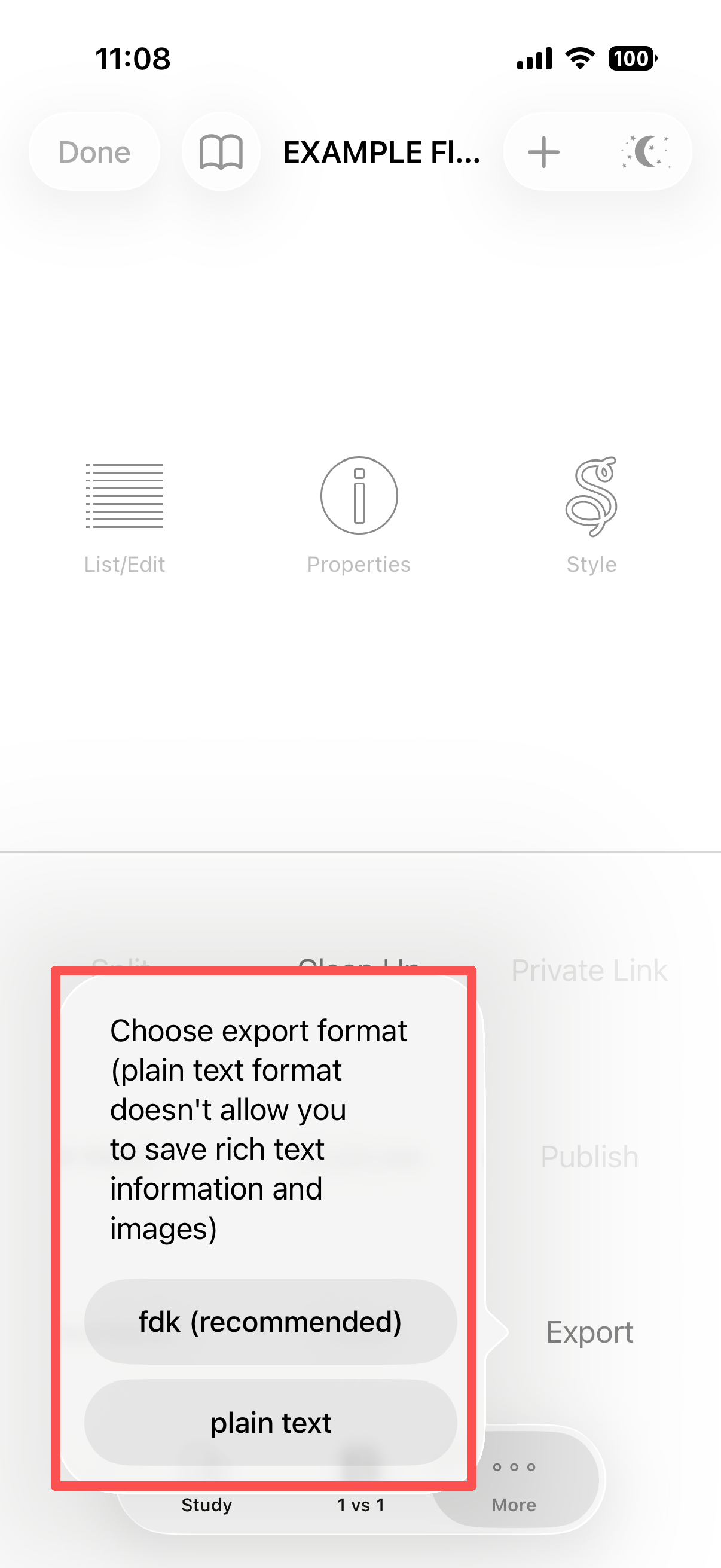 Choose Export Format
